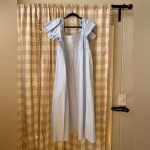 H&M Light Blue Maxi Dress with Ruffled Sleeves